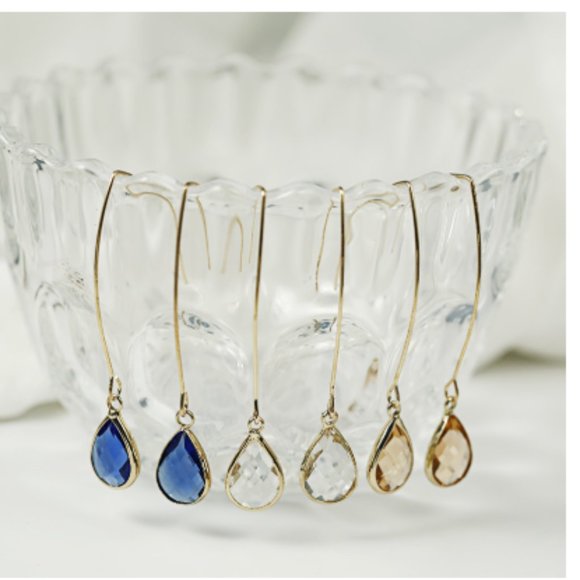 "Dollhouse Teardrops" Crystal Drop Pink Earrings - Picture 8 of 8